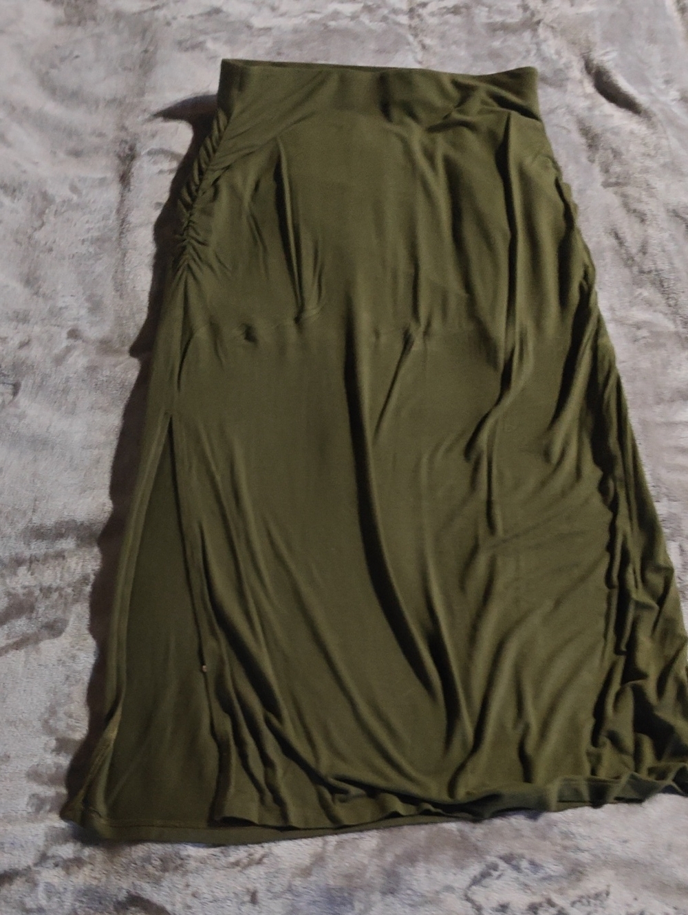 Old Navy Olive Maxi Skirt with Side Ruching